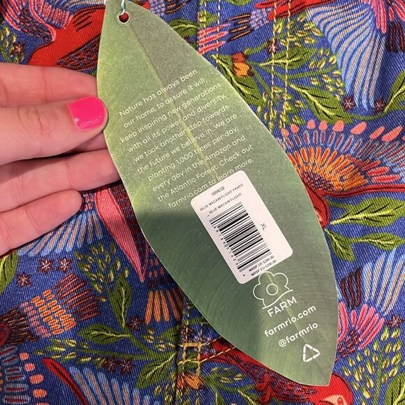 Farm Rio Macaw Flight Belted Pants In Blue In Multi - Picture 6 of 6